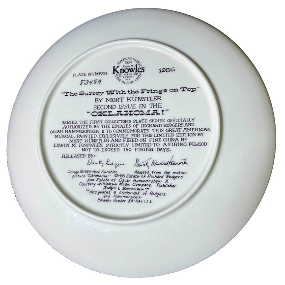 Oklahoma the Musical Knowles By Mort Kunstler Set of 3 Ceramic Plates - Vintage - Picture 6 of 8